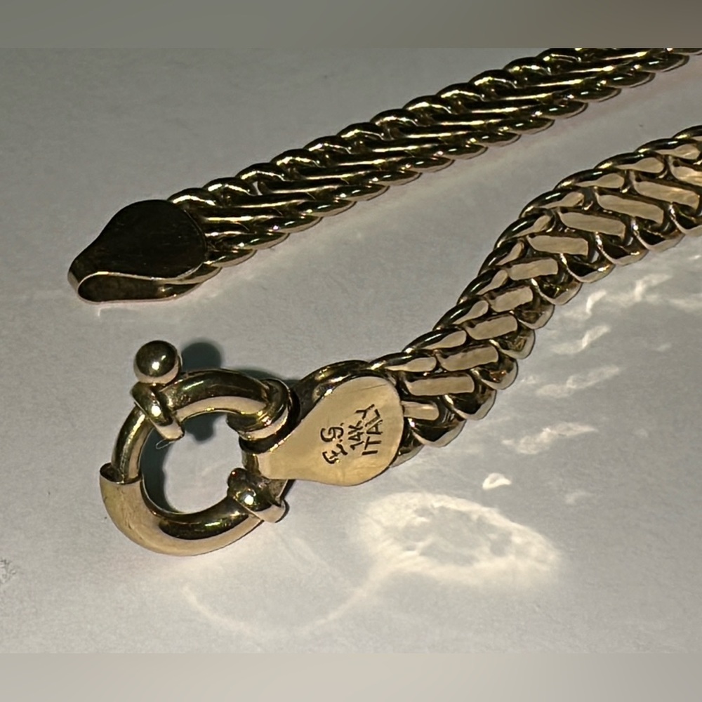Real Stamped 14K Yellow Gold Fancy Woven Link Bracelet Senora Clasp 8.25” Length - Picture 5 of 13